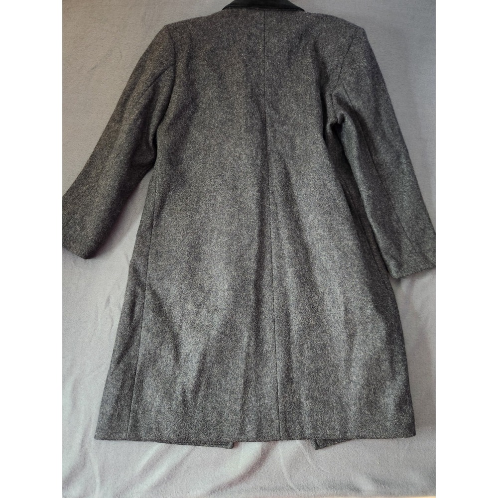 David Benjamin Wool Coat Women 8 Dark Gray Double Breasted Velvet Collar Long - Picture 2 of 10